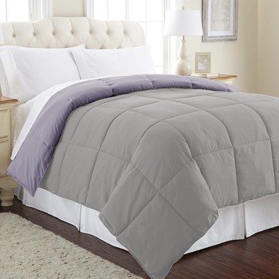 Twin Amethyst and Silver Reversible Down Alternative Comforter Set