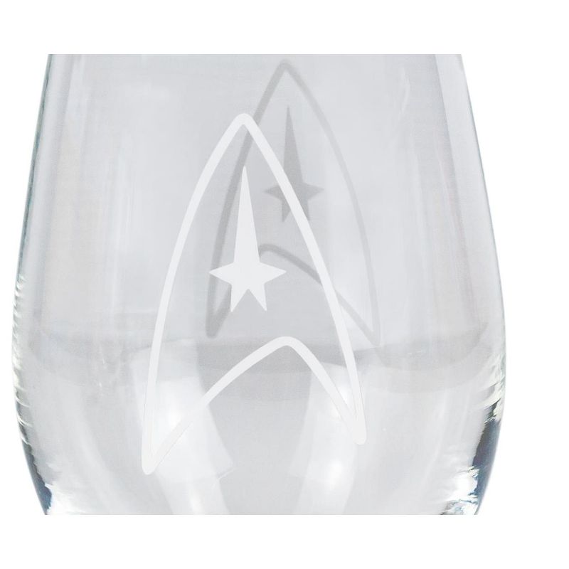 Surreal Entertainment Star Trek Stemless Wine Glass Decorative Etched Command Emblem | Holds 20 Ounces, 2 of 7