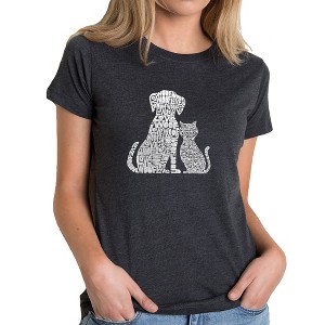 LA Pop Art Women's Premium Blend Word Art T-shirt - Dogs and Cats - 1 of 4