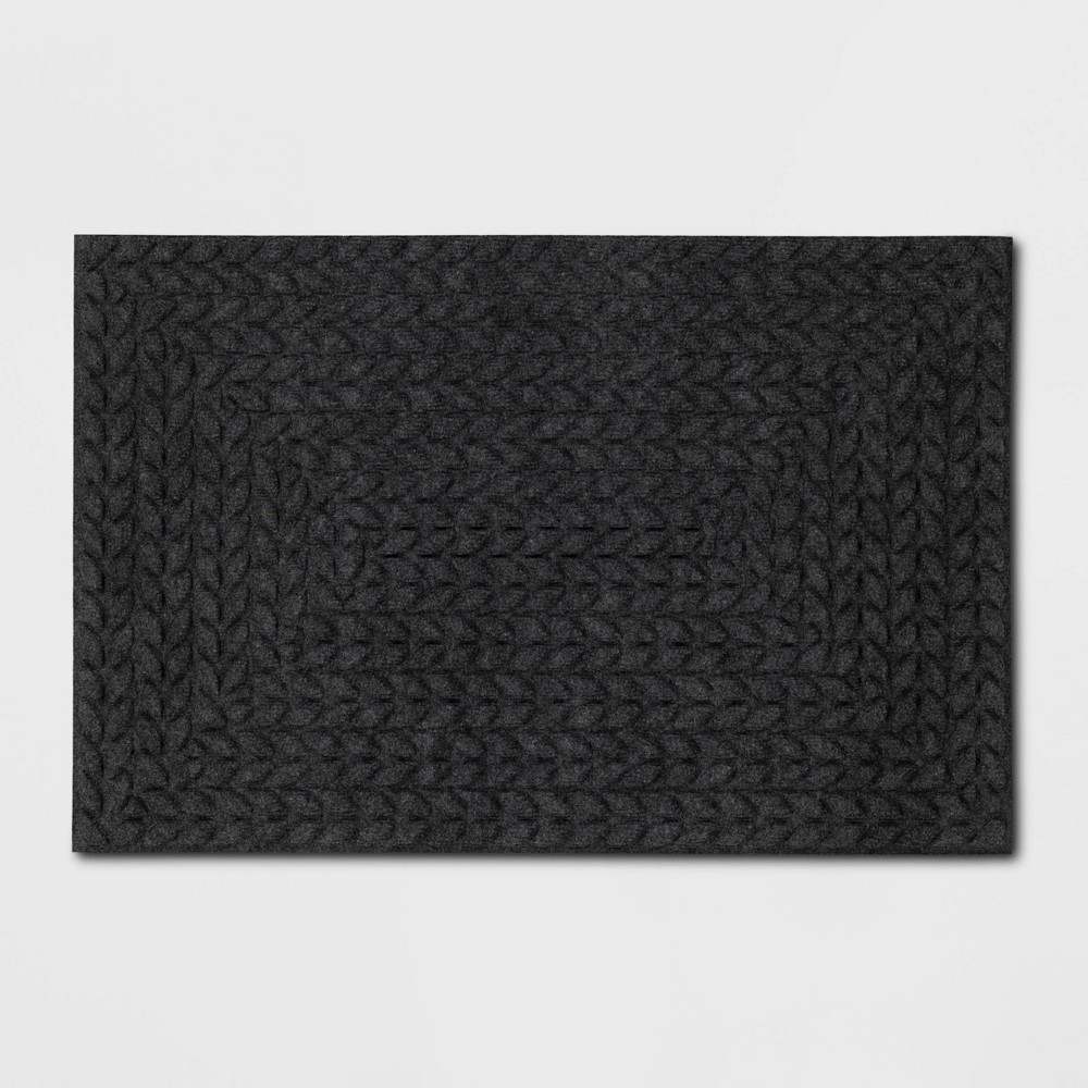 Photos - Doormat 2'x3' Absorbing Embossed Rope  Gray - Room Essentials™