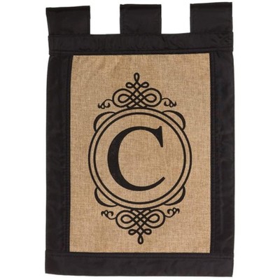 Evergreen Burlap Monogram Garden Flag - C