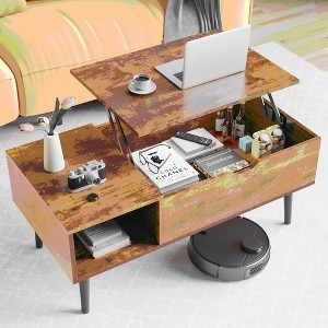 Mayeerty Lift Tabletop Coffee Tables for Living Room with Storage Shelf and Hidden Compartment - 1 of 4