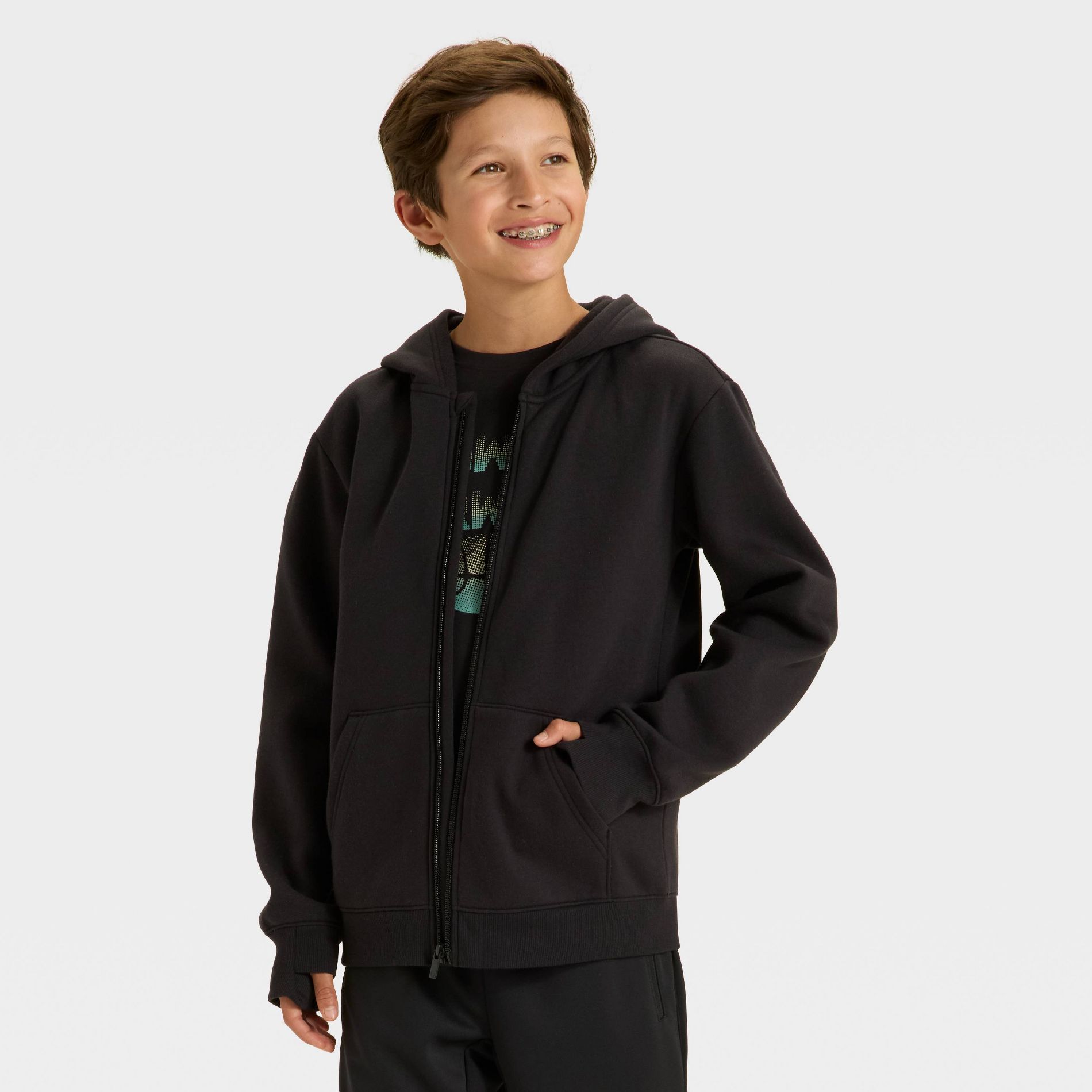 Boys' Active Comfort Fleece Full Zip Sweatshirt - All In Motion™