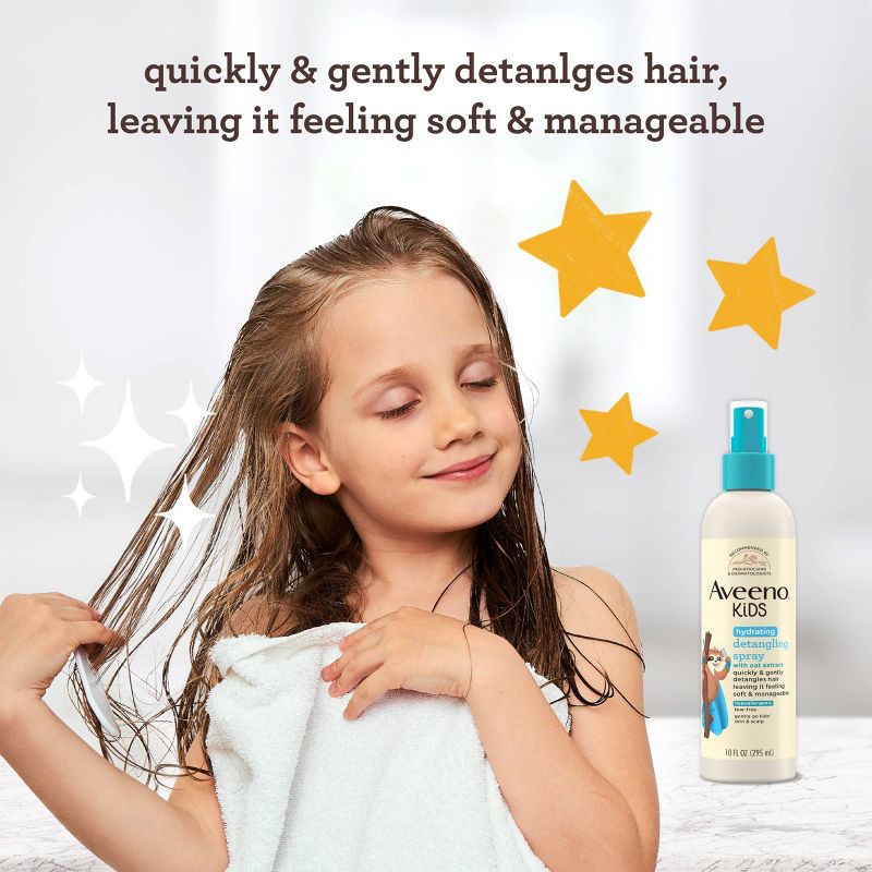 Aveeno Kids Hydrating Detangling Spray with Oat Extract, Suitable for Skin &#38; Scalp - Light Fragrance - 10 fl oz, 4 of 10