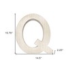 HomeRoots 16" Distressed White Wash Wooden Initial Letter Q Sculpture - 3 of 4