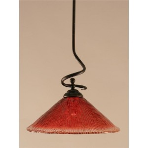 Toltec Lighting Capri 1 - Light Pendant in  Dark Granite with 16" Raspberry Crystal Shade - 1 of 1