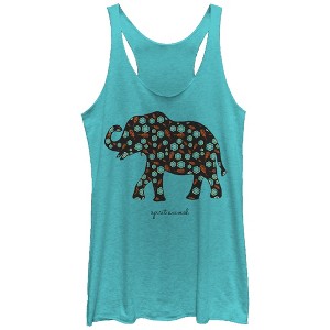 Women's Lost Gods Floral Print Elephant Spirit Animal Racerback Tank Top - 1 of 3