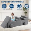 Kids Couch for Building Fort Toy,22pcs DIY Toddler Sofa,Velvet Toddler Futon Sofa Bed for Playroom, Bedroom,Grey - 4 of 4