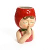 LuxenHome Lady Strawberries Ceramic 8.7-Inch Tall Sculpture Vase Multicolored - 4 of 4