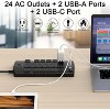 MaseiKar Surge Protector Power Strip - 6Ft Flat Plug Heavy Duty Extension Cord with 24 Outlets and 4 USB Ports(2 USB-C Ports), 1875W/15A, 4100J - 2 of 4
