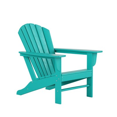 Turquoise HDPE Outdoor Adirondack Chair Set with Broad Armrests (Set of 4)