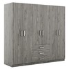 TIRAMISUBEST 6 Door Large Storage Wardrobe with Hanging Rods and Storage Shelves, Modern Bedroom Armoire Closet with 3 Storage Drawers - 3 of 4