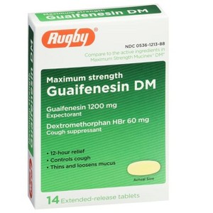 Rugby Guaifenesin Maximum Strengt ER 1200 mg Tablets – Extended Release Expectorant for Chest Congestion, 14 Count - 1 of 3