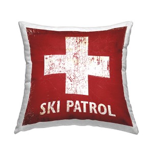 Stupell Industries Ski Patrol Red Cross Indoor Decorative Throw Pillow, 18 x 18 - 1 of 3