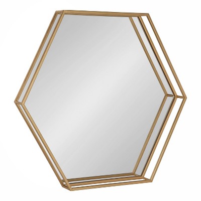 30" x 26" Felicia Hexagon Wall Mirror Gold - Kate & Laurel All Things Decor
