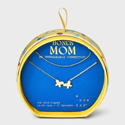 14K Gold Dipped Double Butterfly Multi-Strand Necklace - A New Day™ Gold