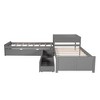 PAGED Twin Size Daybed Modern Simple L-Shaped Wooden Bed Frame with Trundle, Table and 2 Storage Drawers for Bedroom, Living Room - 3 of 4