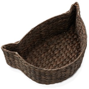 Casafield Cat Shaped Storage Basket, Large Water Hyacinth Pet Toy Bin Organizer - 1 of 4