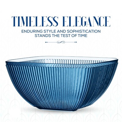 Indigo Blue Ribbed Acrylic Large Serving Bowl, 113-Ounce