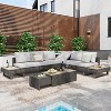 KTMBDW 6-Pers Diamond Weave Patio Sectional Furniture Set with Extendable Coffee Table, Ice Bucket,Collapsible Seat,Conversation Set  for Garden Porch - 2 of 4