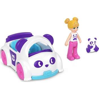 Polly Pocket Pollyville Micro Doll with Panda-Themed Toy Car and Mini Panda