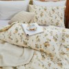 Floral Cotton Comforter Set – 100% Cotton Bedding with Elegant Botanical Print, Soft Lightweight All Season Quilt, King/Queen - 4 of 4