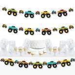 Big Dot of Happiness Smash and Crash - Monster Truck - Boy Birthday Party DIY Decorations - Clothespin Garland Banner - 44 Pieces