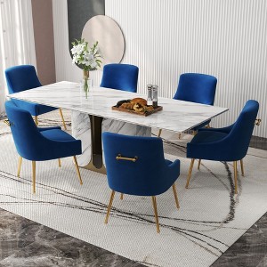 SEYNAR Velvet Upholstered Dining Chair Set of 6, Modern Glam Armless Side Chair - 1 of 4