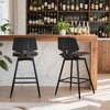 VECELO Counter Height Bar Stools Set of 2, Faux Leather Upholstered Barstools with Back Footrest and Metal Legs, Armless Bar Chairs, Brown/Gold - 4 of 4