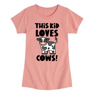 Girls' - Instant Message - This Kid Loves Cows Fitted Short Sleeve Graphic T-Shirt - 1 of 4