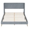 Queen Size Corduroy Upholstered Platform Bed with Tufted Headboard and Metal Legs, No Box Spring Needed - 4 of 4