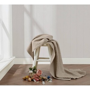 The Farmhouse by Rachel Ashwell 50"x60" Cotton Waffle Throw Beige - 1 of 4