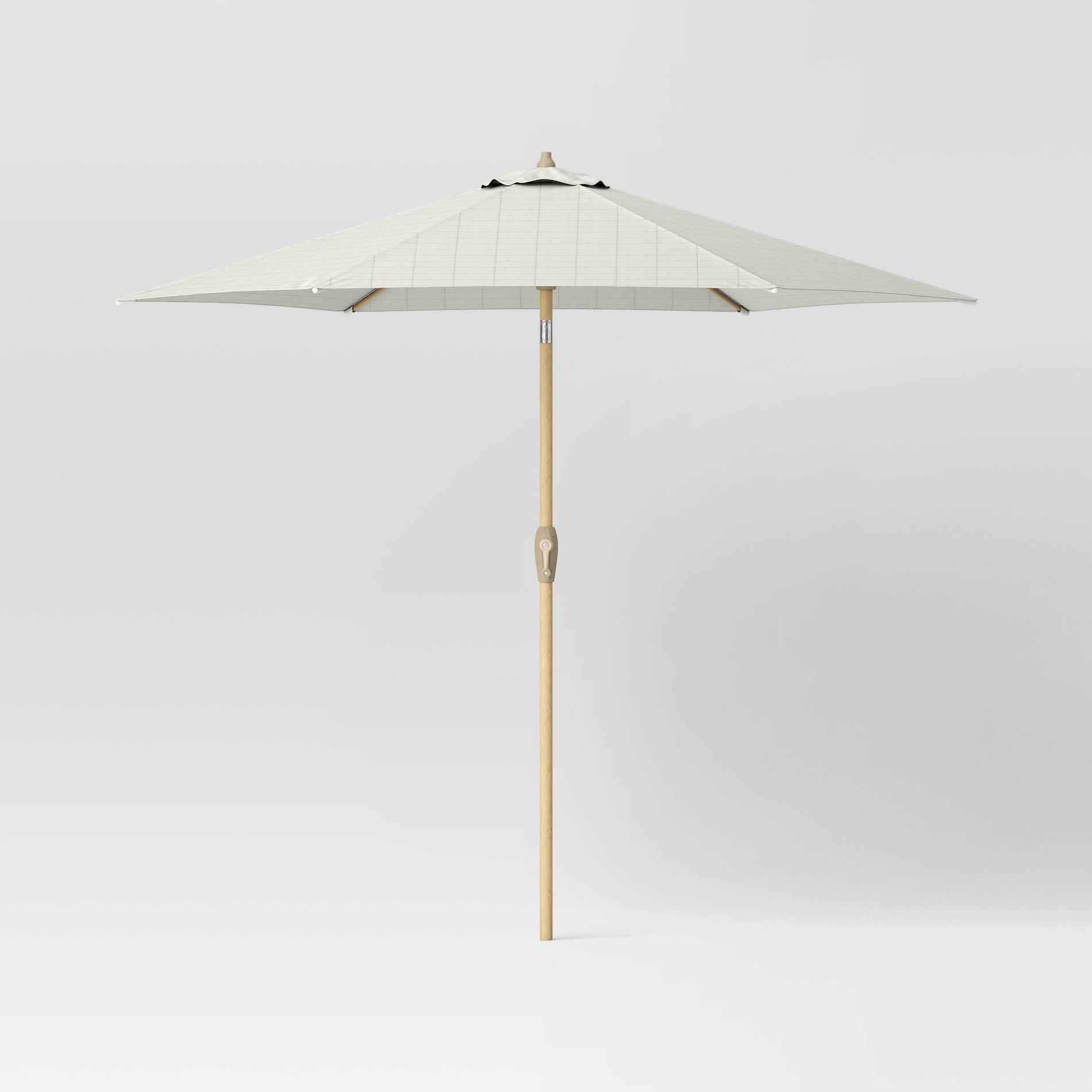 9' Round Grid Outdoor Patio Market Umbrella Cream with Light Wood Pole - Threshold™