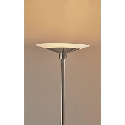 Brushed Steel Solar Touch Torchiere with Frosted Glass Shade