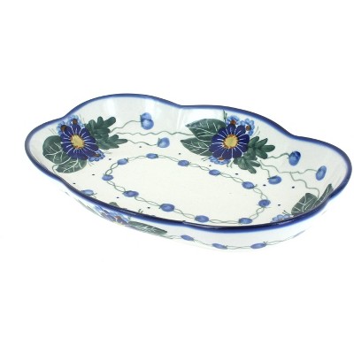 Blue Rose Polish Pottery 11E WR Scallop Dish