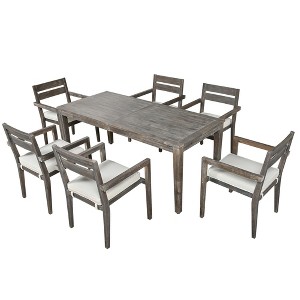 Syemin Patio Seating Sets Rattan Furniture Set Table Chairs,Set with Cushions Outdoor, Cushioned Sofa Armrest Garden, Brown, 27.5"*27.5"*31.1" - 1 of 4