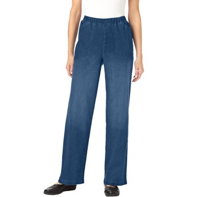 Woman Within Plus Size Petite Wide-Leg Fineline Denim Jean