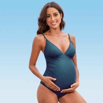 EastElegant Maternity One Piece Swimwear Back Cutout Pregnancy Bikini  Scalloped Pregnant Bathing Suit, Beige, Small : : Clothing, Shoes  & Accessories
