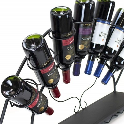 Black Metal Wall Mounted Wine Rack with Glass Holder