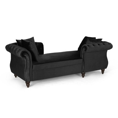 Houck Modern Glam Tufted Velvet Tete a tete Chaise Lounge With Accent Pillows Black dark Brown Christopher Knight Home Elegant Indoor Seating Target