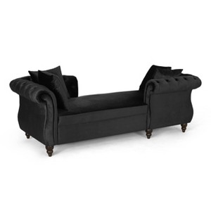 Houck Modern Glam Tufted Velvet Tete-A-Tete Chaise Lounge with Accent Pillows - Christopher Knight Home - 1 of 4