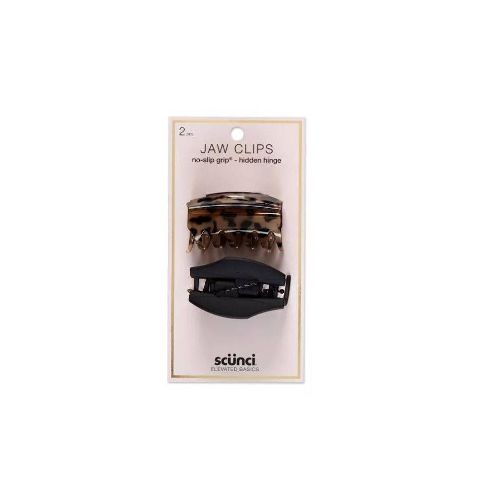 scunci 6cm Covered Hinge No Slip Grip Jaw Clips - 2ct