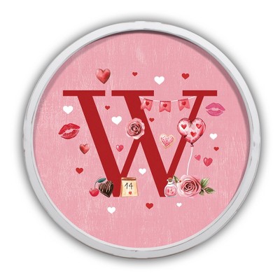 Creative Products Valentine Things Monogram Round White Framed Print