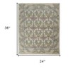 Ivory Gray and Pink Wool Floral Hand Knotted Area Rug - 3 of 4