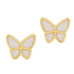 Adornia 14K Gold Plated White Butterfly Stud Earrings - 1 of 4