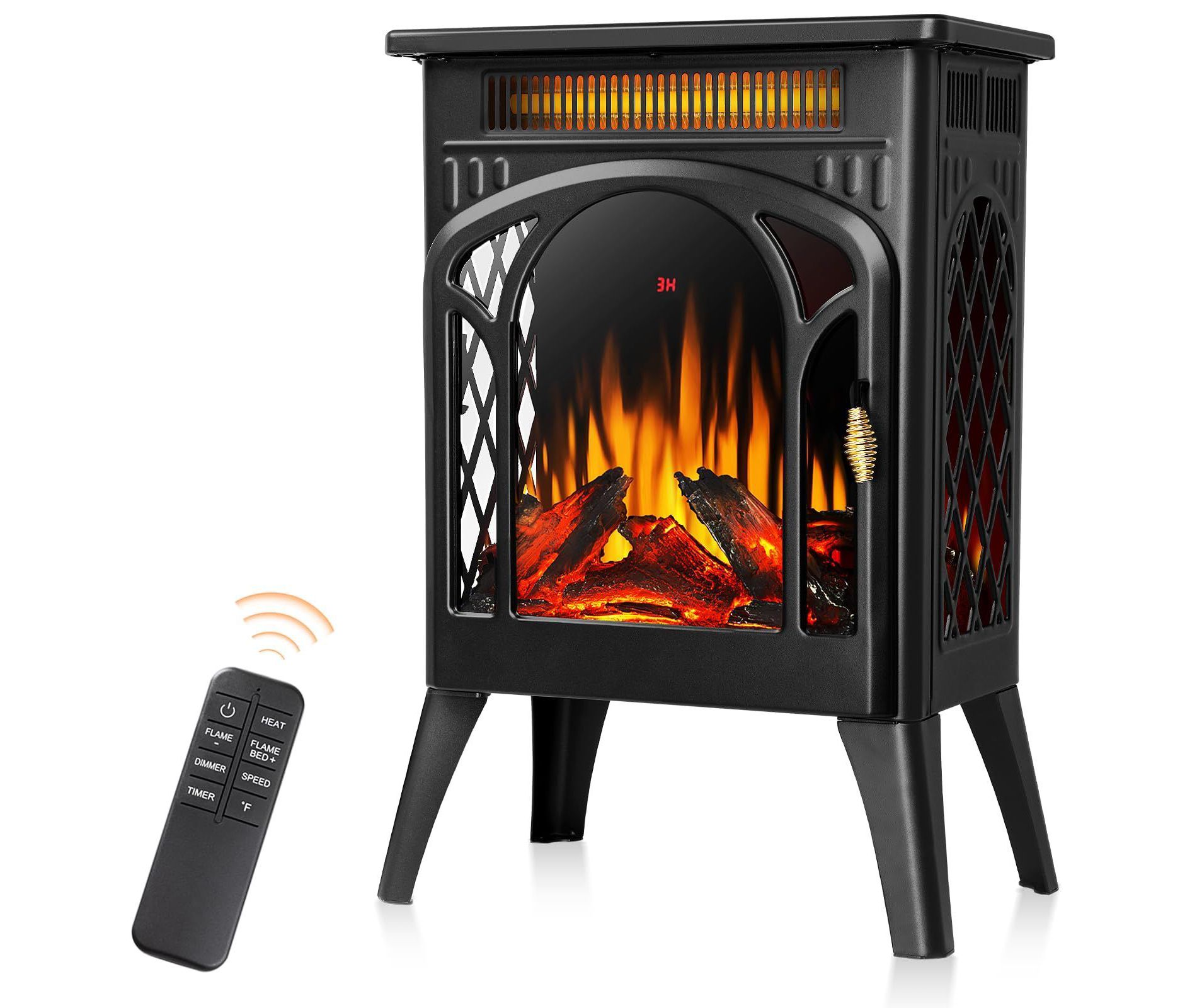 R.W.FLAME Electric Fireplaces, 1500W Infrared Electric Stove Heater, Efficient Heating, 3D Realistic Flame, Remote Control, 8H Timer,5100 BTU