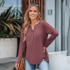 Women's Slub Knit Long Sleeve Henley Tee Top -Cupshe - 4 of 4