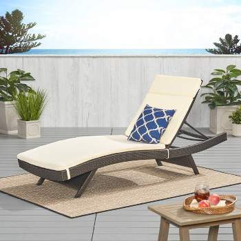 Salem Brown Wicker Adjustable Chaise Lounge - Beige - Christopher Knight Home