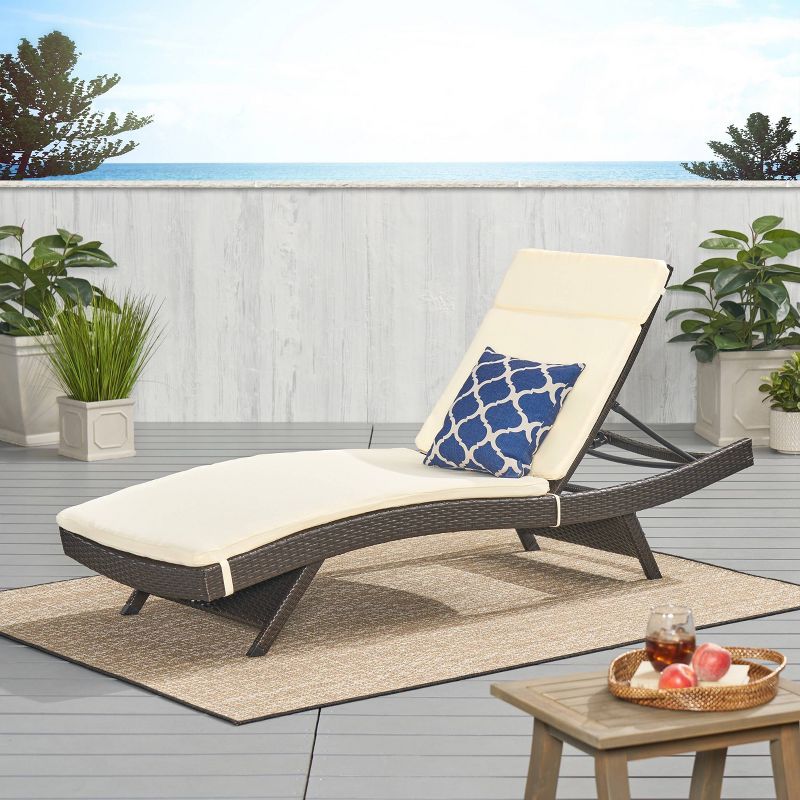 Salem Brown Wicker Adjustable Chaise Lounge - Beige - Christopher Knight Home, 1 of 13
