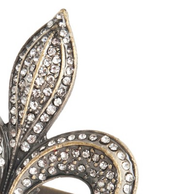 Silver Fleur-de-Lis Jeweled Napkin Rings, Set of 4